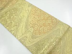 流水に花模様織出し　袋帯